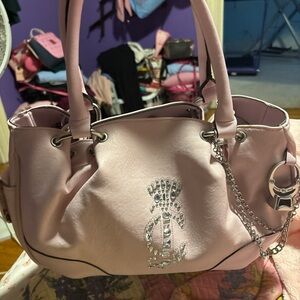 Juicy Couture Light Pink Rhinestone Accent Shoulder Bag
